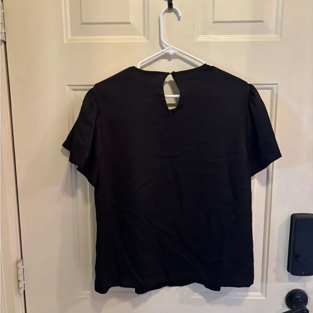J. Crew Black Keyhole Blouse